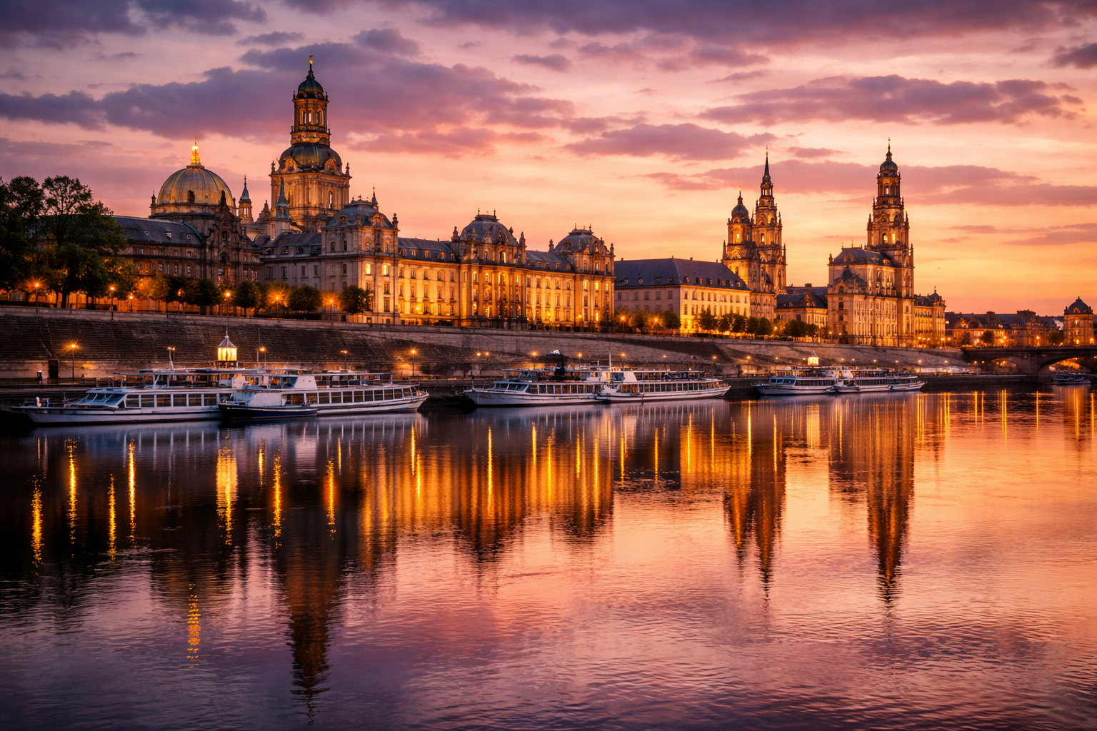 Dresden – Frauenkirche und historische Altstadt an der Elbe